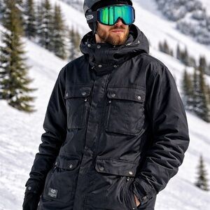 Saga Outerwear Black Ski Snow Jacket Hooded Waterproof Utility XL